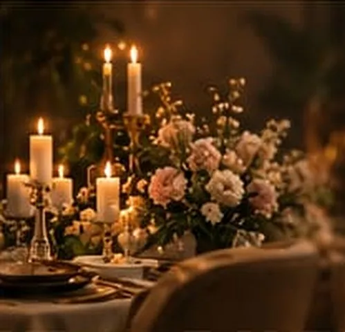 Candlelit celebration table reserved for two at Oi Café