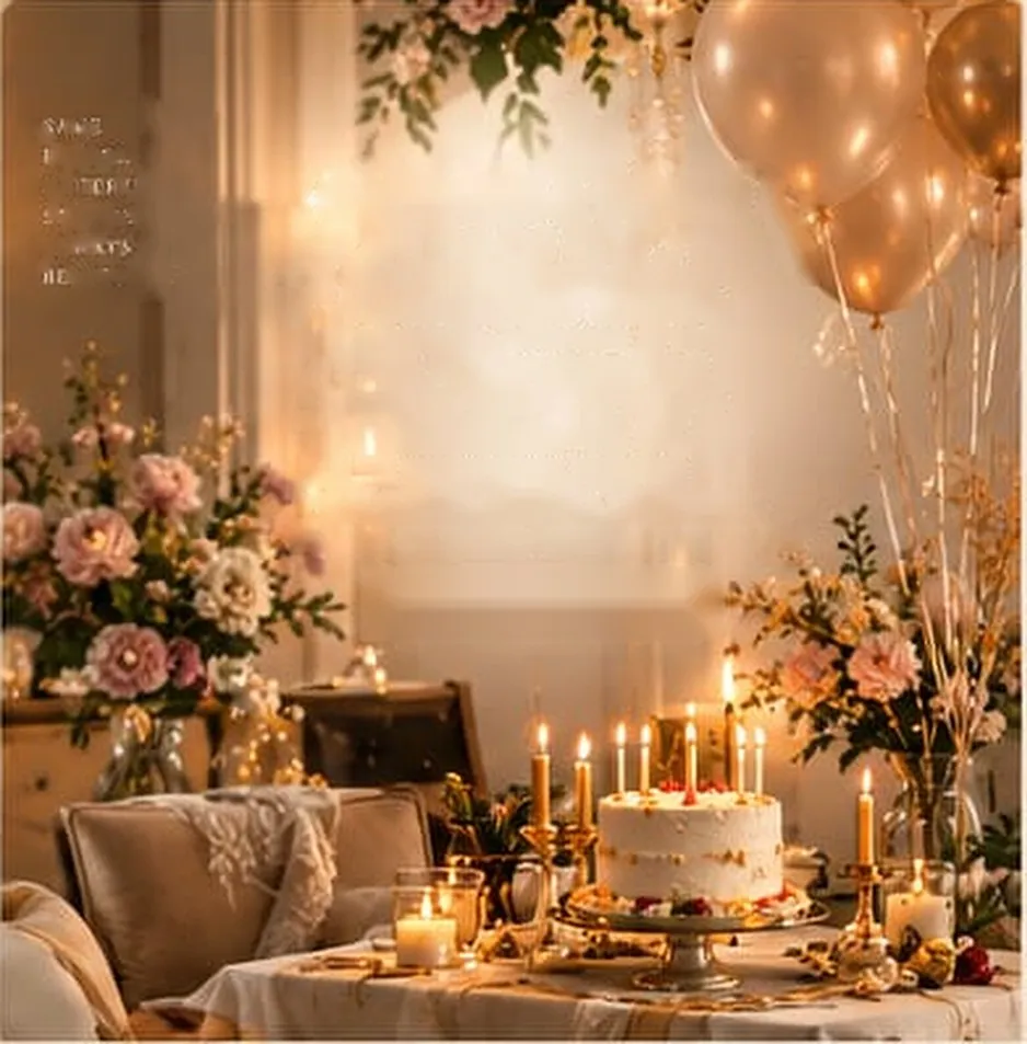 Warm candlelit dining table dressed with flowers and celebration decor